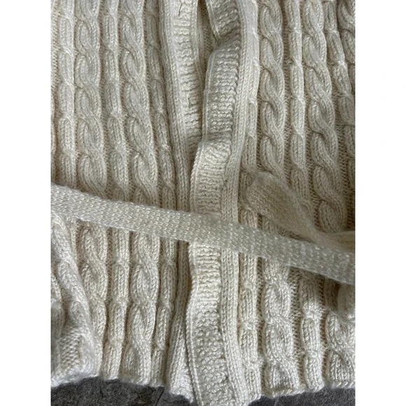 Vintage 70's-80's Cream Knit Cardigan Chunky Knit Sweater Collared Cottage VTG - Picture 3 of 9